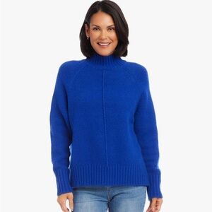 Karen Kane Women's Blue Mock Neck Knit Sweater Medium Excellent Condition!